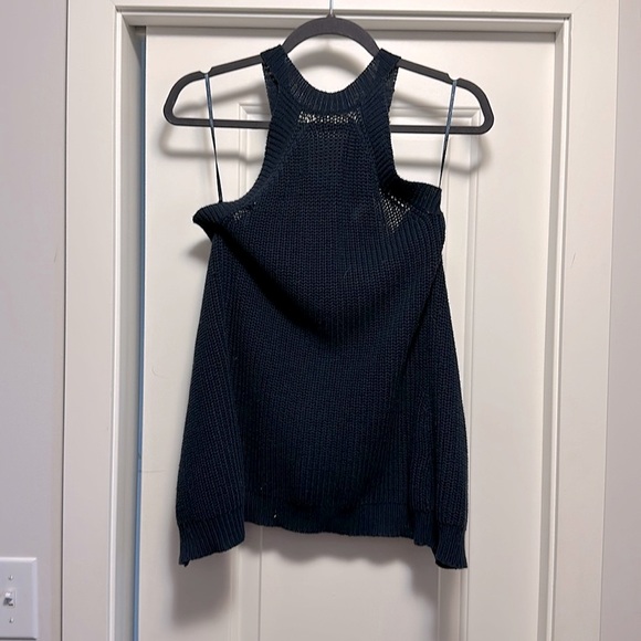 Open back, navy blue, knit razor tank - Picture 1 of 2